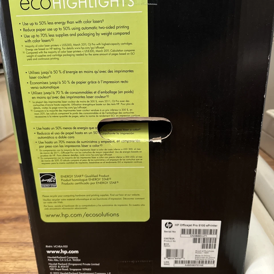 HP CM752A OfficeJet Pro 8100 4800 x 1200 DPI A4 Wi-Fi Inkjet Printer - Black - Image 2 of 4