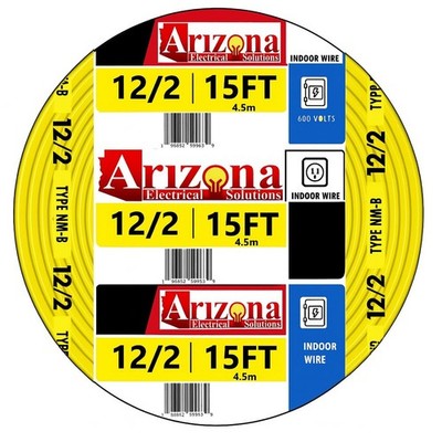 15 FT 12/2 Type NM-B Copper Wire #12 AWG, 2-Conductor w/ Ground Insulated