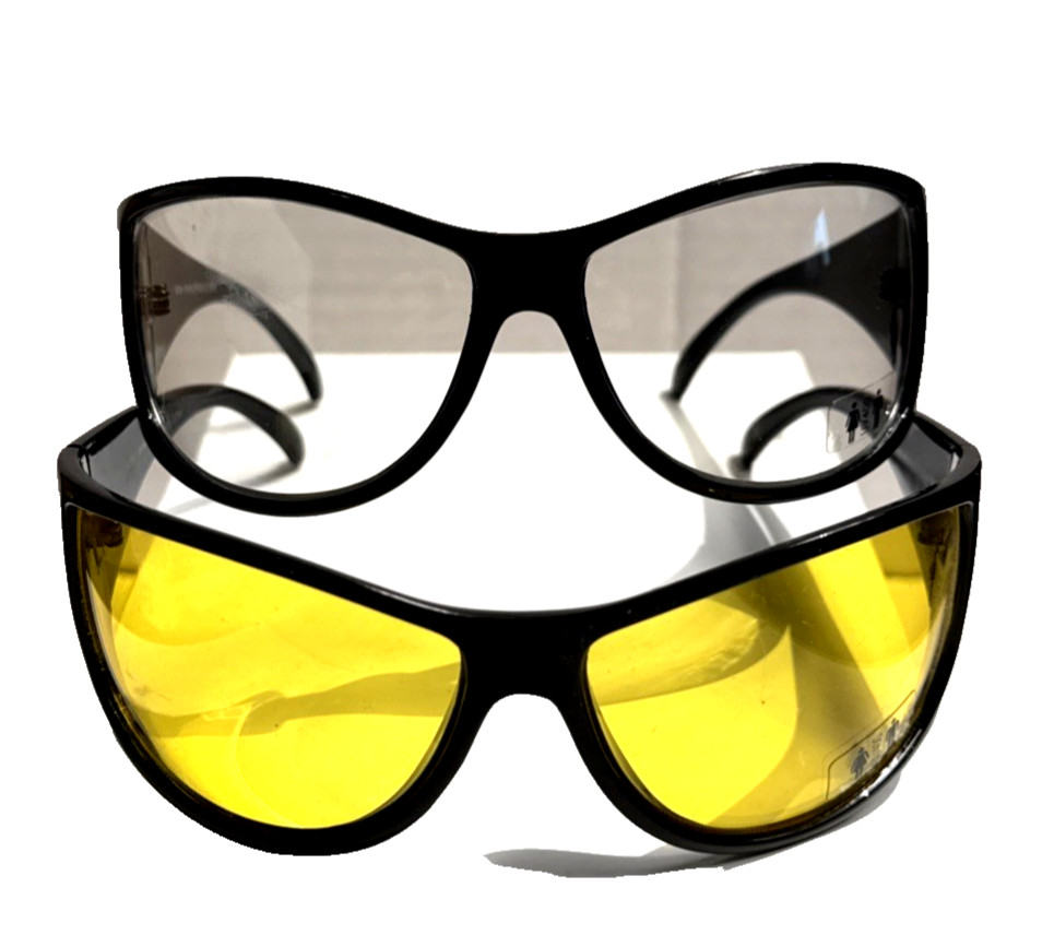 Eye protection  (2 PAIRS) Yellow and Clear lenses contoured 