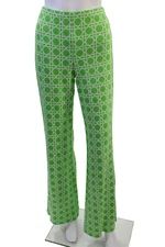 Trina Turk Women Green Geometric Dress Pants Size 10