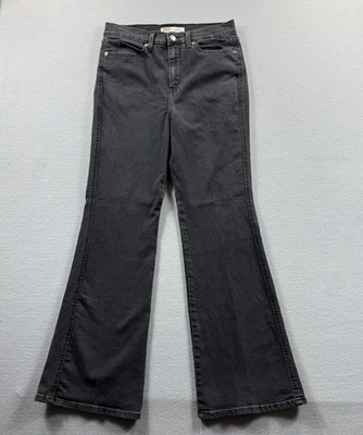 Signature Levi Strauss Jeans Womens Gray Charcoal Wash High Rise Flare 29x30