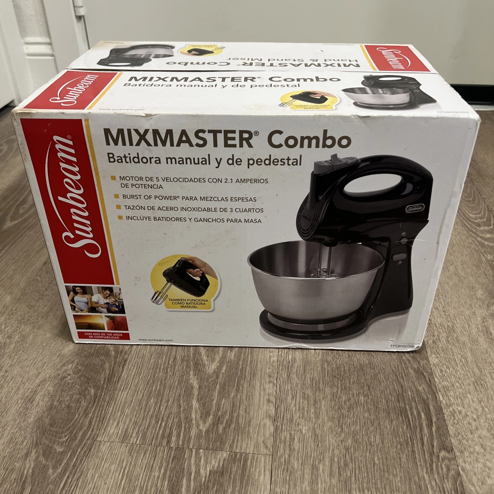 Sunbeam FPSBHS0301 250-Watt 5-Speed Hand and Stand Mixer Combo White
Opens in a new window or tab