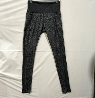 Athleta Exhale Heel Tight Leggings Medium Black and Gray High Rise Side Pockets 