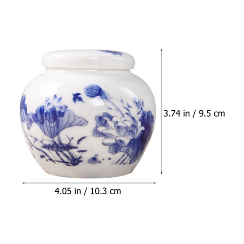 Tarro sellado de porcelana azul y blanco bote de té chino soporte para medicamentos - Imagen 8 de 12