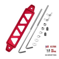 Battery Hold Down Sets,with Billet Aluminum Battery Tie 10 inch bolts Matte Red