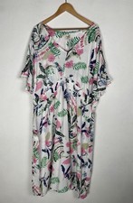 BNWT Julipa White Tropical Print Jersey V-Neck Maxi Dress UK 26 NEW