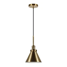 006-Henn&Hart 8.5" Wide Pendant with Metal Shade in Gold, for Home, Room