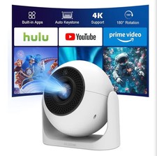 Mini Projector with WiFi and Bluetooth, Built-in Apps Portable Projector 4K Supp