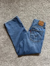 Levi  s Womens Ribcage Straight Ankle Jeans Size 27 Button Fly Distressed BIG E