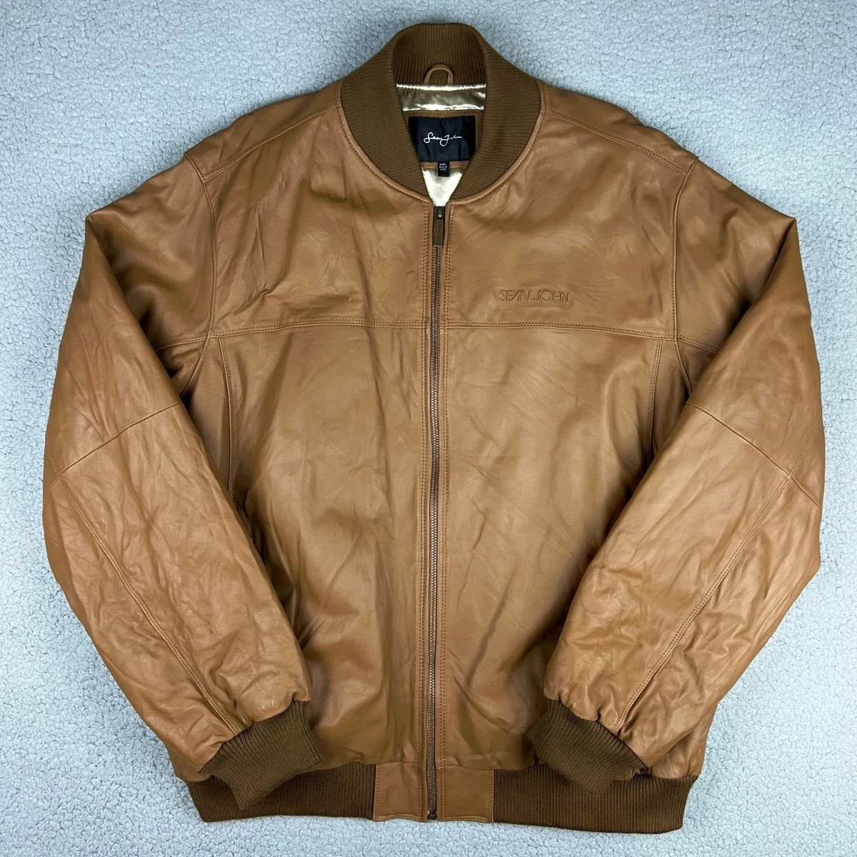 Sean John Leather Outer Shell Brown Coats, Jackets & Vests for Men
