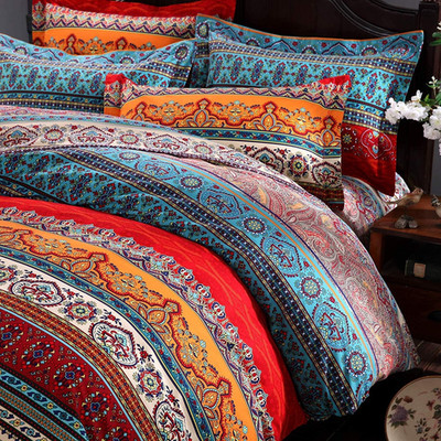Boho Stripe Duvet Cover Set - 100% Cotton, Soft & Warm, King/California King