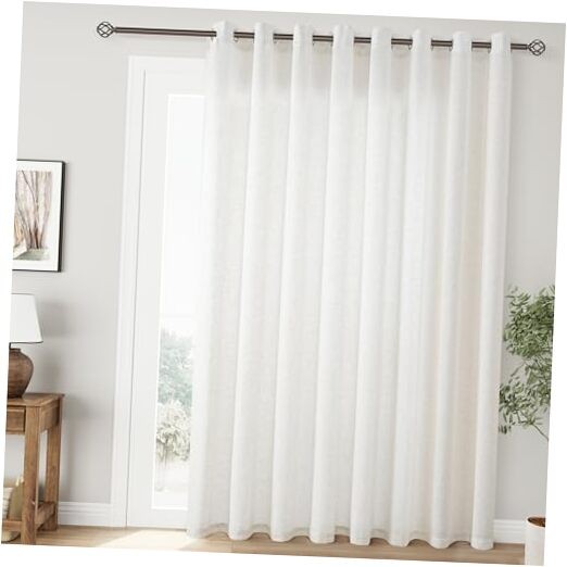 100-Inch Wide Natural Linen Curtains for Living Room 100W x 84L Single Panel