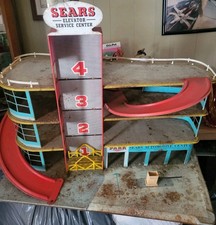 Vintage Rare Marx Sears 4 Level Metal/ Tin Litho Service Center  Parking Garage