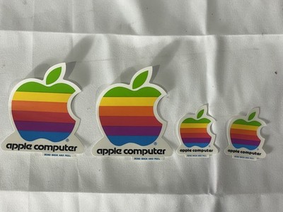 Vintage Apple Computer Rainbow Stickers set of 4  