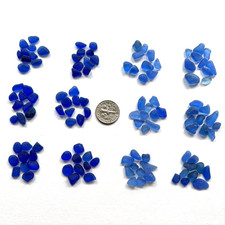 Surf Tumbled Sea Glass 120 Tiny Pieces Craft Quality In Cobalt  Cornflower Blue