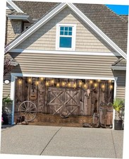 ft Rustic Wood Garage Door Banner, Wood Barn Door Garage Door 13X6 Brown