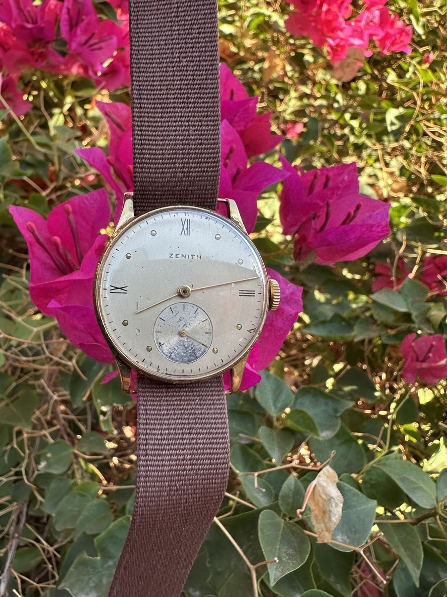 Vintage ZENITH 18k Solid Gold Mens Watch Estate Gift