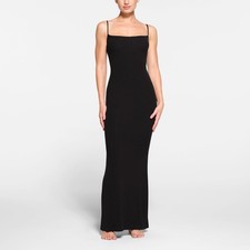 Skims Soft Lounge Long Slip Dress in Onyx - Size XS Small - New with Tags