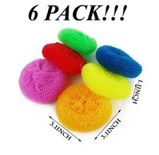 6 PACK!! Plastic Mesh Scouring Pads Non-Scrat...