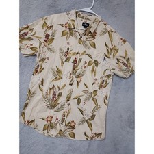 O Neill Shirt Men Large Modern Fit Tropical Floral Hula Girl Green Visoose Blend