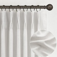 Pinch Pleated Beige White Sheer Curtains 84 Inches Long, Light Filtering Line...