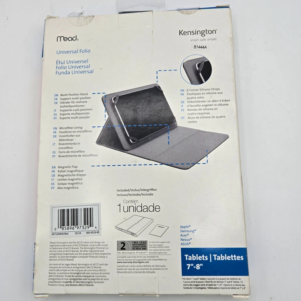 Kensington Mead Trapper Keeper Red 7" tablets New Universal Folio - Image 3 of 3