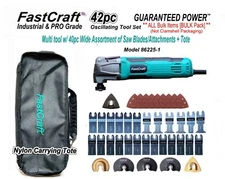 FastCraft 42pc Oscillating Multi Tool Set GUARANTEED POWER + 40pc Blades + Tote