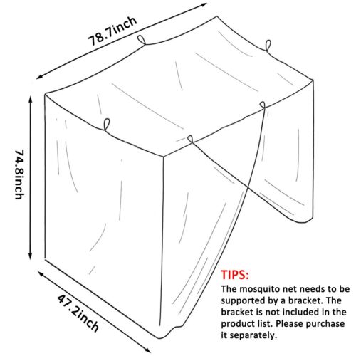 Niemro White Mosquito Net Tent for Bed,One Side Opening Canopy Netting Curtai... - Picture 4 of 8