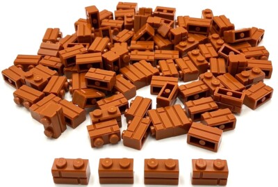 Lego 100 New Dark Orange Bricks Building Blocks Modified 1 x 2 Masonry Profiles