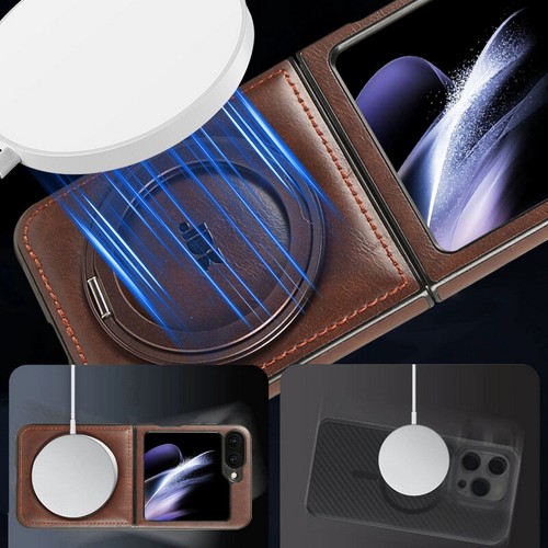 Ring Hülle für Samsung Galaxy Z Flip 6 5 4 3 Magnet Stoßfest Leder Cover - Bild 3 von 21