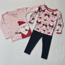 Carter  s Girls Pink Santa  Black 3-Piece Pajamas Sz 12-18Mos.