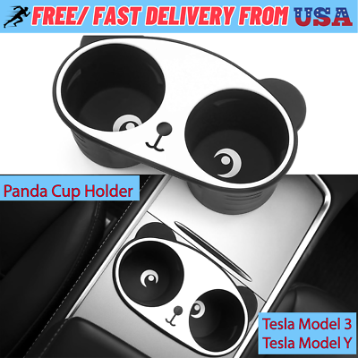 Porte-gobelet Silicone Panda Pour Tesla Model 3/Y - Design Mignon Antidérapant, Double Emplacement