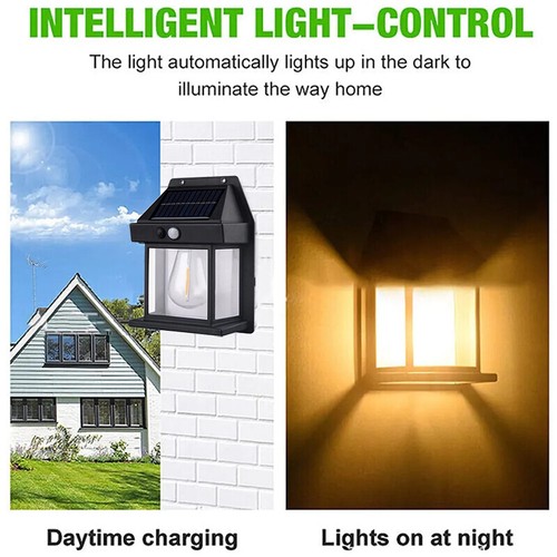 2X Solar Wall Light Tungsten Lantern Motion Sensor Outdoor Garden Security Lamp - Picture 8 of 13