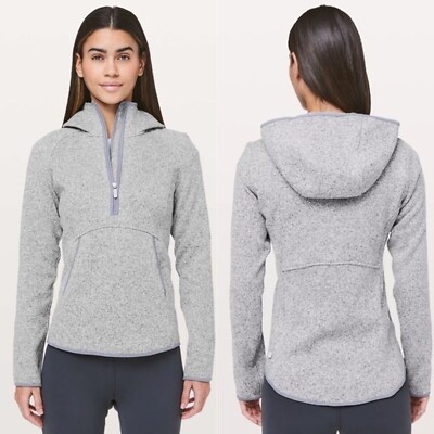 LULULEMON FLEECE THANK YOU 1/2 ZIP GRAY PULLOVER HOODIE JACKET SIZE 