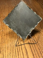 Small Antique Chip Edge Barber Shave Mirror Iron Swivel Frame Leather Sharpener