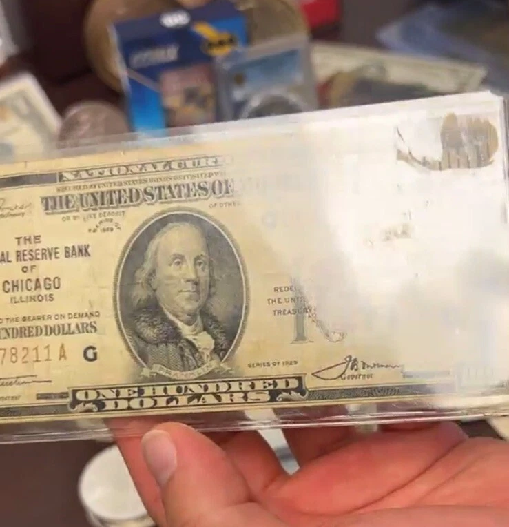 1929 $100 Dollar Federal Reserve Bank of Chicago Illinois National Bank Note Wow - Image 4 of 4