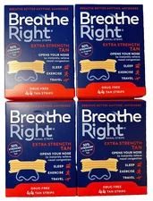 (176) BREATHE RIGHT NASAL STRIPS EXTRA STRENGTH TAN  (4 x 44 Ct Boxes) EXP 2028