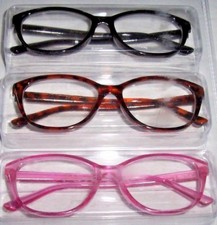 NEW Betsey Johnson 3 PAIRS Reading Glasses Black/Tortoise/PINK Readers 2.00