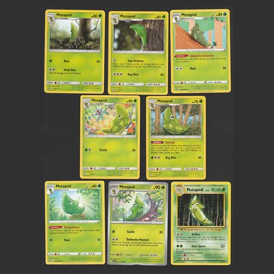 Metapod Pokemon Card Collection Set of 8 English Cards Grass Type