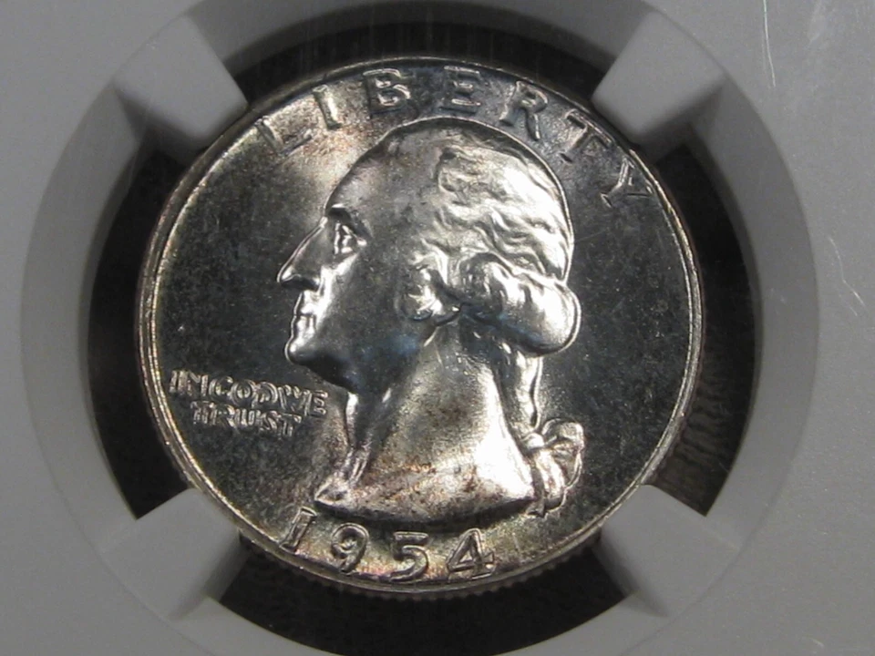 GEM BU 1954 Silver Washington Quarter NGC MS66. #1 - Image 2 of 4