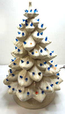 VINTAGE CERAMIC CHRISTMAS TREE CRAMER MOLD TALL CHERUB BASE 1970s