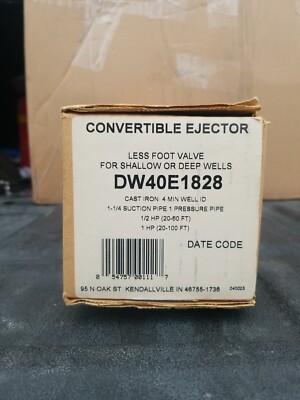 Flint & Walling DW40W1828 Convertible Ejector Cast Iron - NEW
