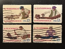 Used US 4 Stamp Complete Set. Skilled Hands. 13c. #1717-1720. 1977. Quan. Avail.