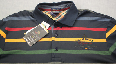 Paul & Shark Italy Vintage Yachting Men Kipawa Striped LS Rugby Shirt NWT L $485