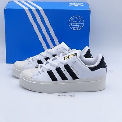 adidas Originals Superstar Bonega platform sneakers in white and black