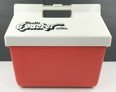 Thermos Double 6 Packer Red White 7714 Ice Cooler Oudoor Camp Fish Hunt Hike Run
