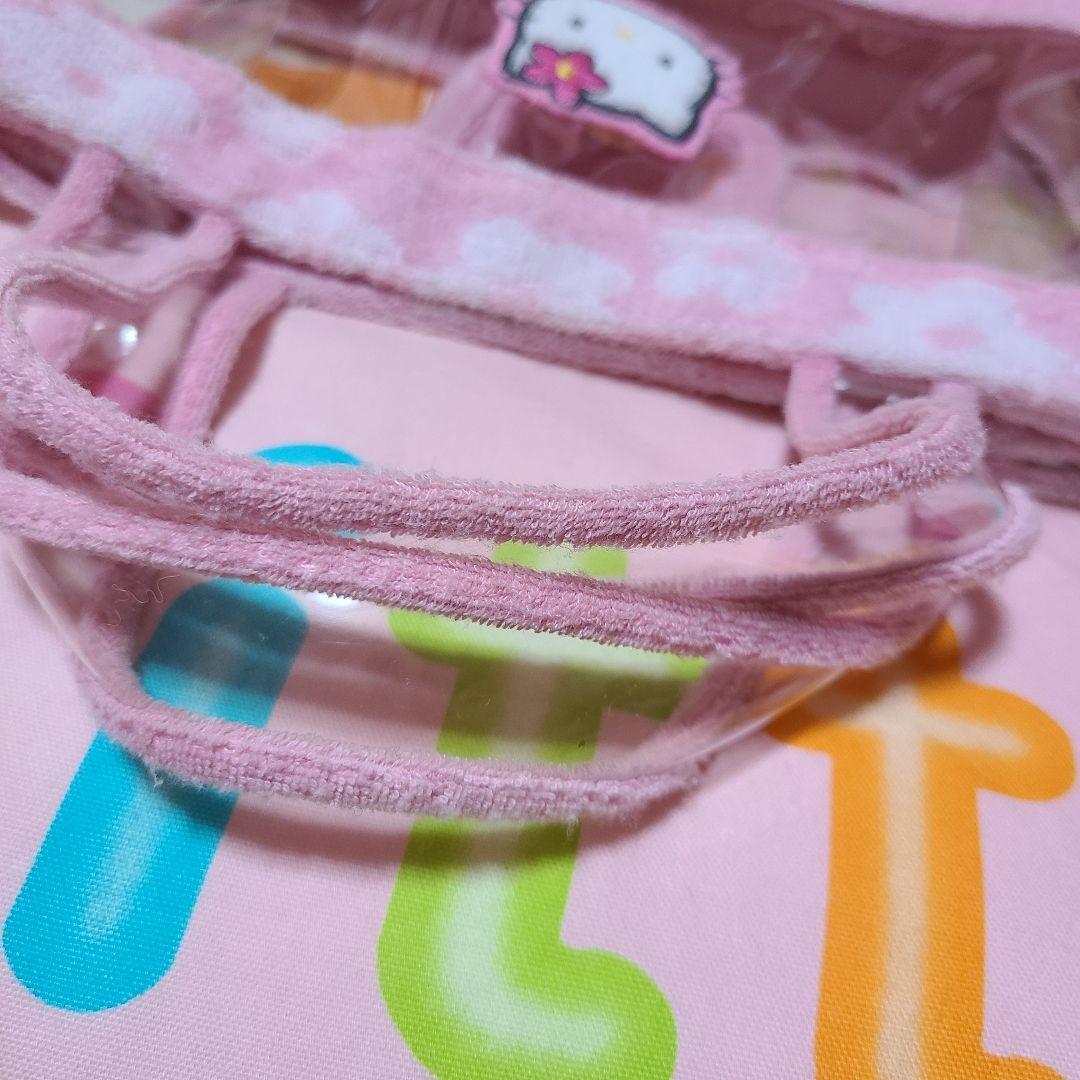 ♡キティ フラワーピンク ビニールバッグ タオル生地 サンリオレトロ♡ Sanrio Vintage Hello Kitty Flower Pink Vinyl Tote Bag Towel