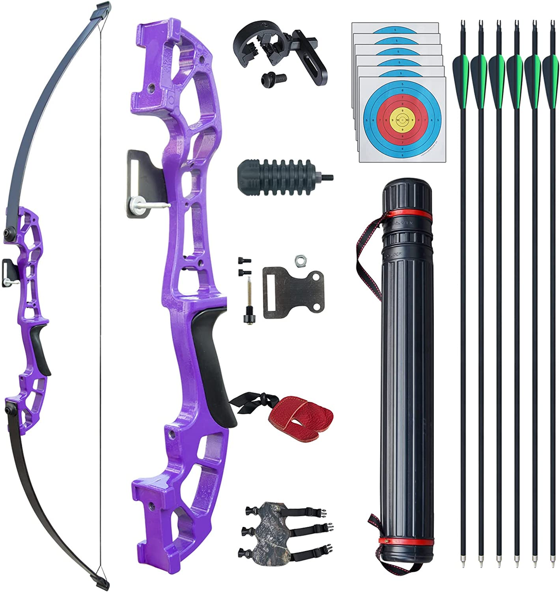 Arc Recurve Démontable 50 Lb, Kit 57 Pouces Avec 12 Flèches, Droitier, Chasse