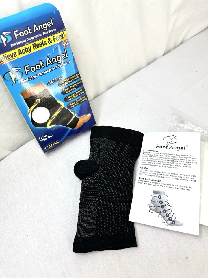Foot Angel Anti-Fatigue Compression Foot Sleeve Sock Size S/M Slip On Black FrSh - Image 2 of 4