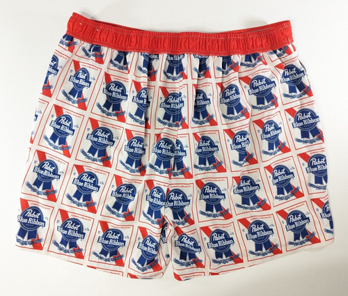 Pabst Blue Ribbon Beer Shorts Men's Size 2XL Red White Blue Board Swim Trunks - 第 6/10 張圖片
